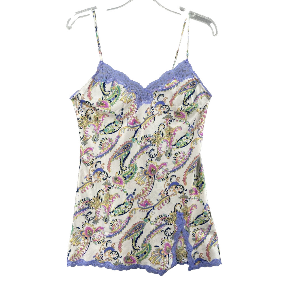 Victoria's Secret Lingerie Gown Sz Medium Purple‎ Floral Lace Trim Babydoll Sexy
